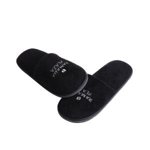 Black Eva Hotel Slippers Disposable Coral Velvet for Amenities Stocked