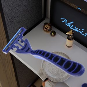 Twin Blade Men Shaving Razor with Rubber Handle Plastic Package