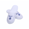 White Cotton Hotel Slippers with Blue Logo Eco Friendly Dense Velvet 6